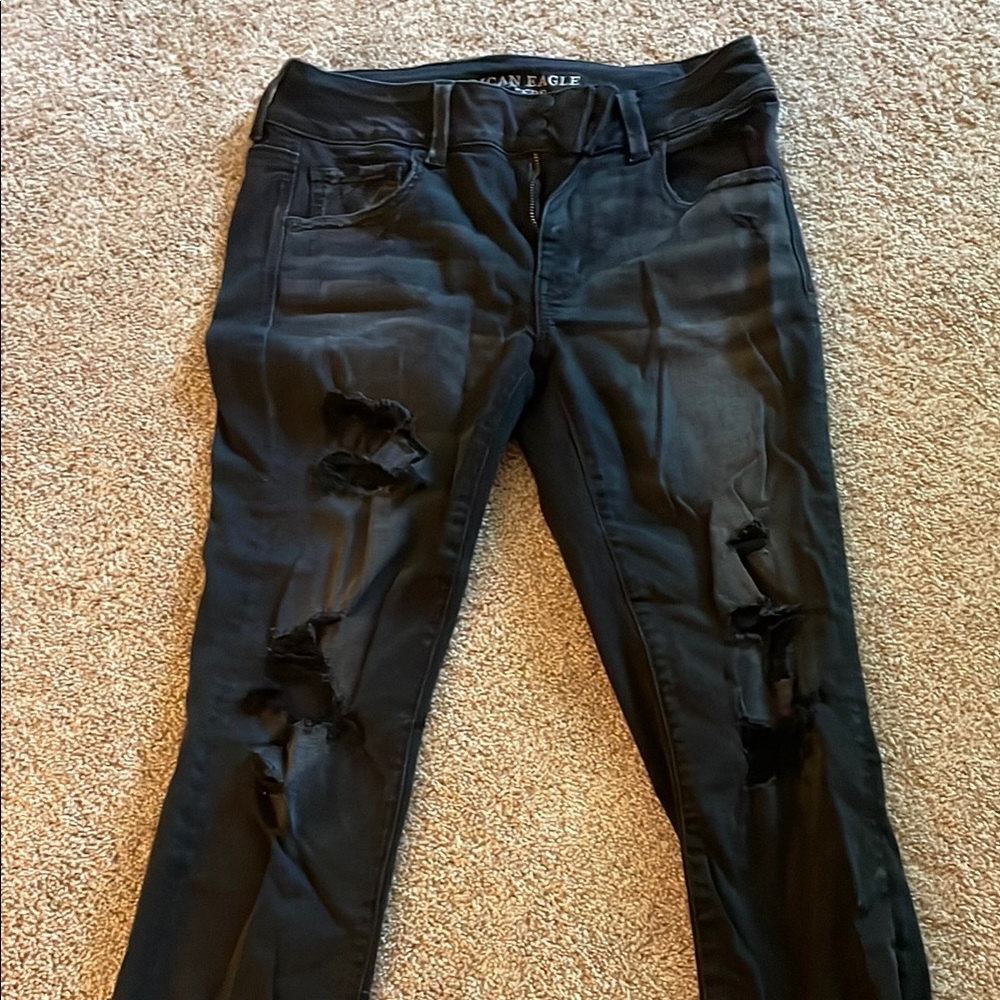 American Eagle ARTIST CROP Distressed Jeans SZ 10 Long
